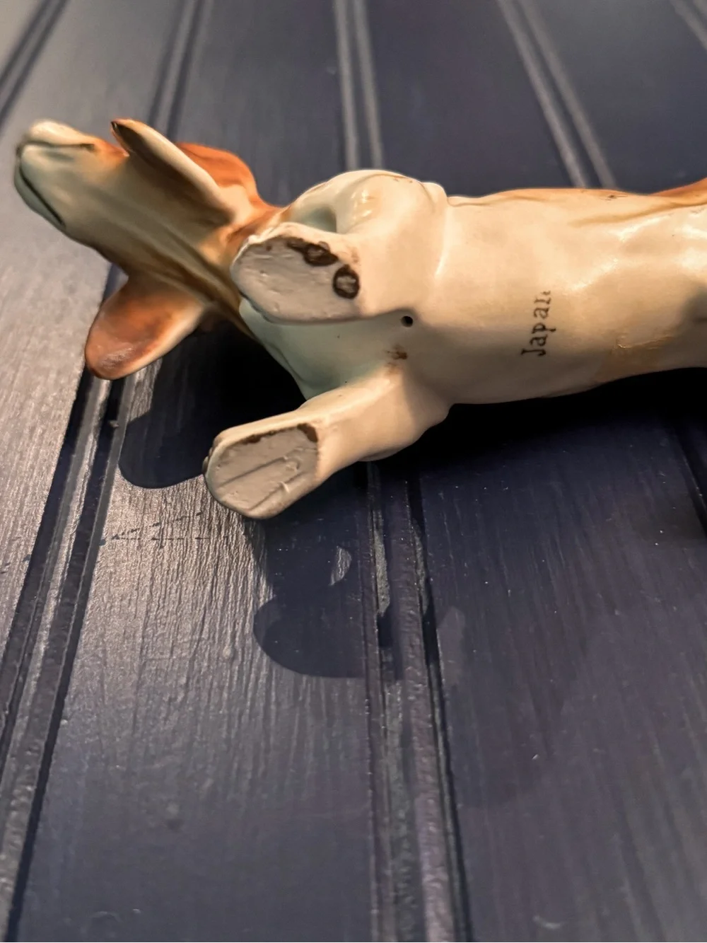 Vintage Japanese Beagle Figurine — Hand-Painted Ceramic